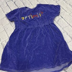 Vibrant Purple Kids Casual Dress with Optimist Design